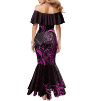 Pink Aoteara Horse Racing Family Matching Mermaid Dress and Hawaiian Shirt NZ Maori Pattern