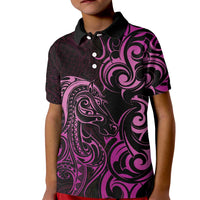 Pink Aoteara Horse Racing Kid Polo Shirt NZ Maori Pattern