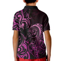 Pink Aoteara Horse Racing Kid Polo Shirt NZ Maori Pattern