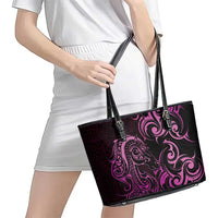 Pink Aoteara Horse Racing Leather Tote Bag NZ Maori Pattern