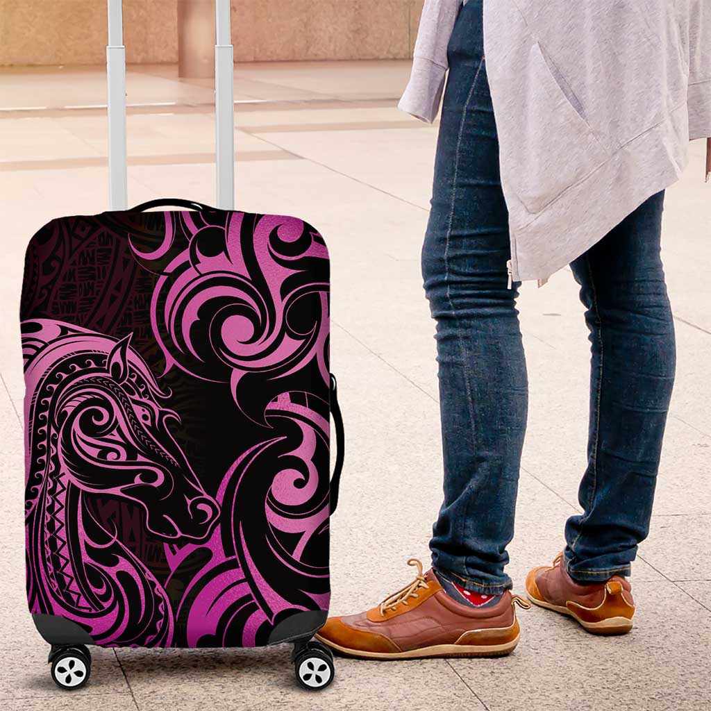 Pink Aotearoa Horse Racing Luggage Cover NZ Maori Pattern LT14 Pink - Polynesian Pride