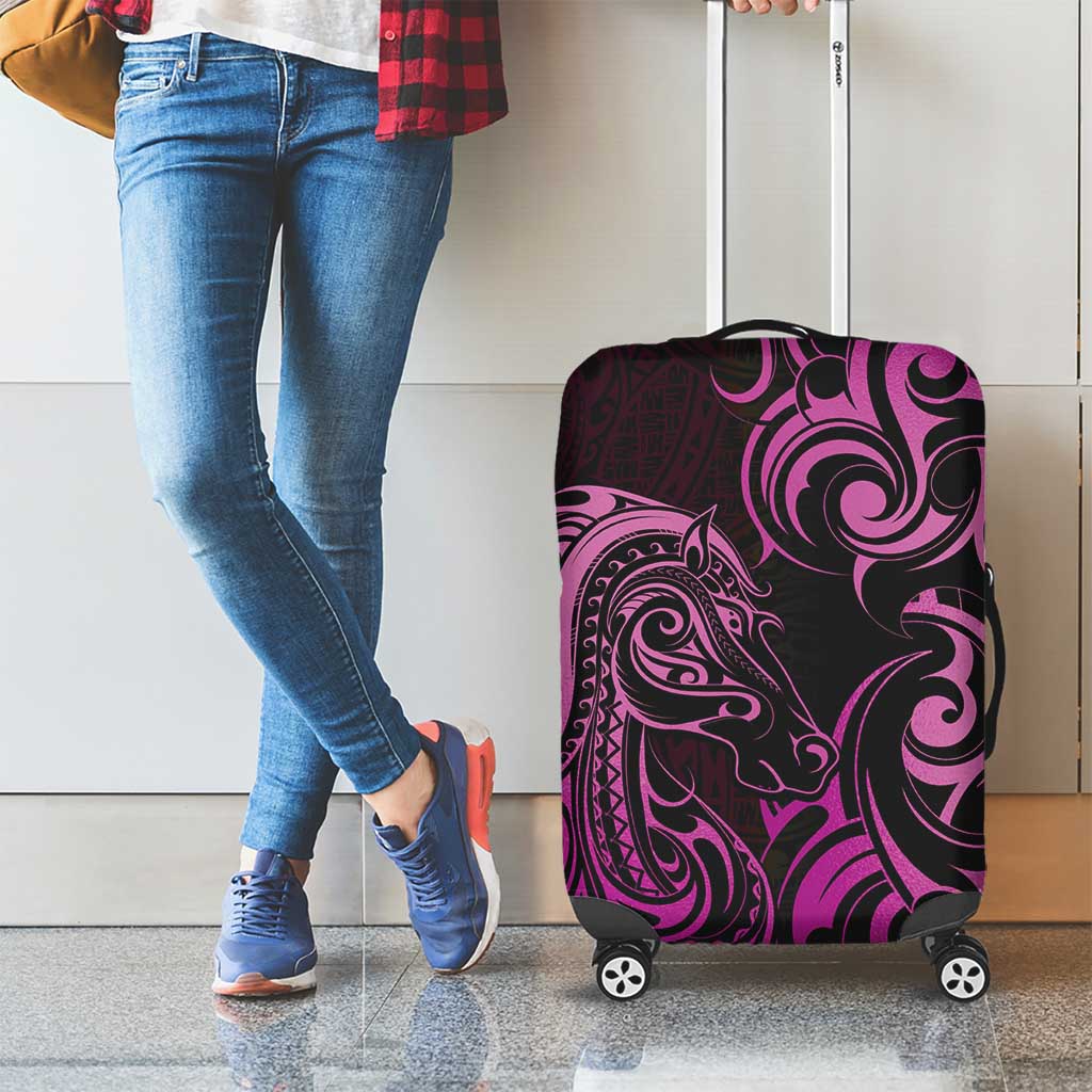 Pink Aoteara Horse Racing Luggage Cover NZ Maori Pattern