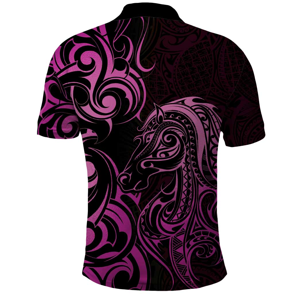 Pink Aoteara Horse Racing Polo Shirt NZ Maori Pattern