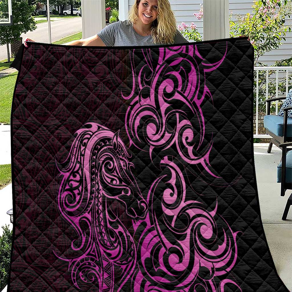 Pink Aotearoa Horse Racing Quilt NZ Maori Pattern LT14 Pink - Polynesian Pride