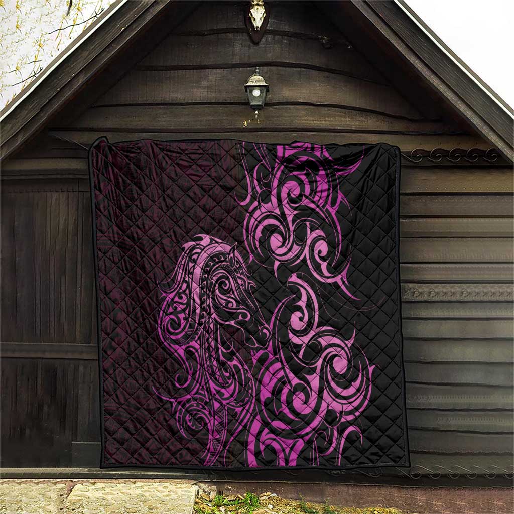 Pink Aoteara Horse Racing Quilt NZ Maori Pattern