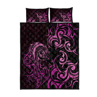 Pink Aoteara Horse Racing Quilt Bed Set NZ Maori Pattern