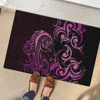 Pink Aoteara Horse Racing Rubber Doormat NZ Maori Pattern