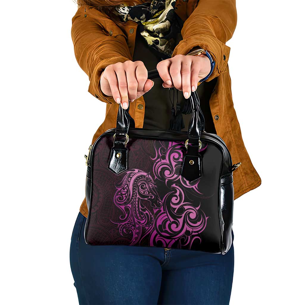Pink Aotearoa Horse Racing Shoulder Handbag NZ Maori Pattern LT14 One Size Pink - Polynesian Pride