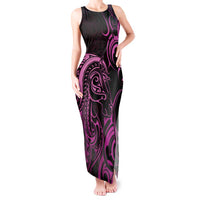 Pink Aoteara Horse Racing Tank Maxi Dress NZ Maori Pattern