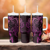 Pink Aoteara Horse Racing Tumbler With Handle NZ Maori Pattern