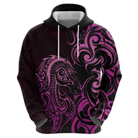 Pink Aotearoa Horse Racing Zip Hoodie NZ Maori Pattern LT14 - Polynesian Pride