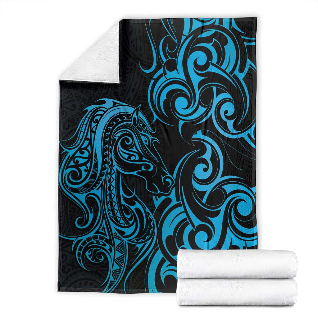 Blue Aoteara Horse Racing Blanket NZ Maori Pattern