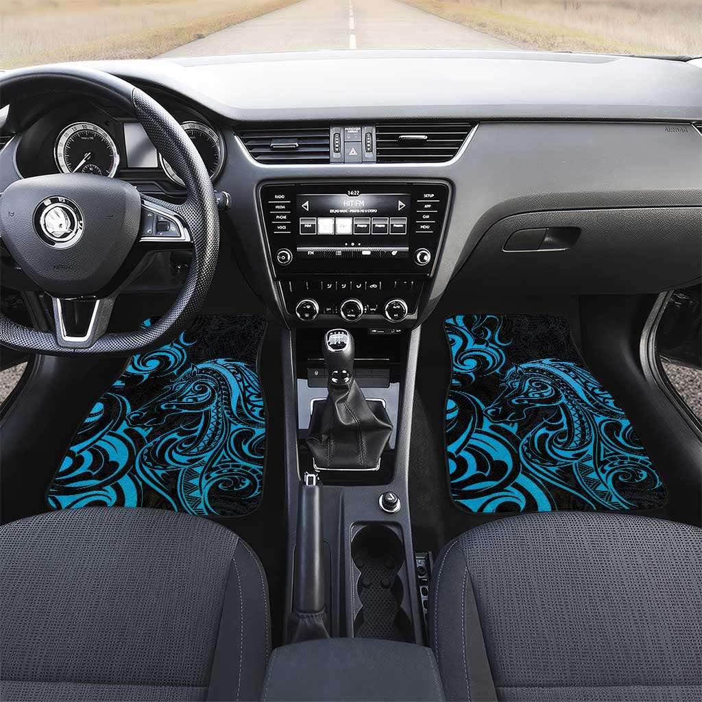 Blue Aoteara Horse Racing Car Mats NZ Maori Pattern