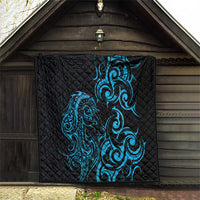 Blue Aoteara Horse Racing Quilt NZ Maori Pattern