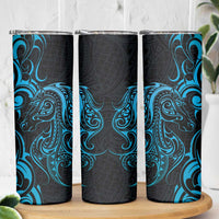 Blue Aoteara Horse Racing Skinny Tumbler NZ Maori Pattern