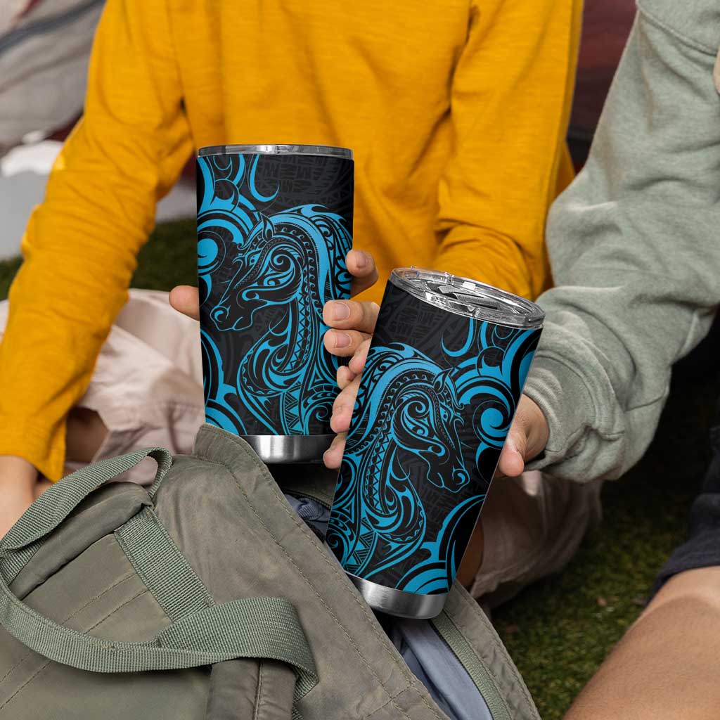 Blue Aoteara Horse Racing Tumbler Cup NZ Maori Pattern