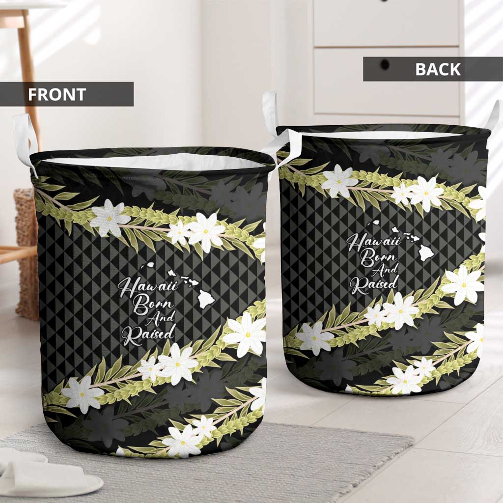 Born And Raised Aloha Hawaii Laundry Basket Kanaka Kakau Hawaiian Tiare Pakalana Lei - Polynesian Pride