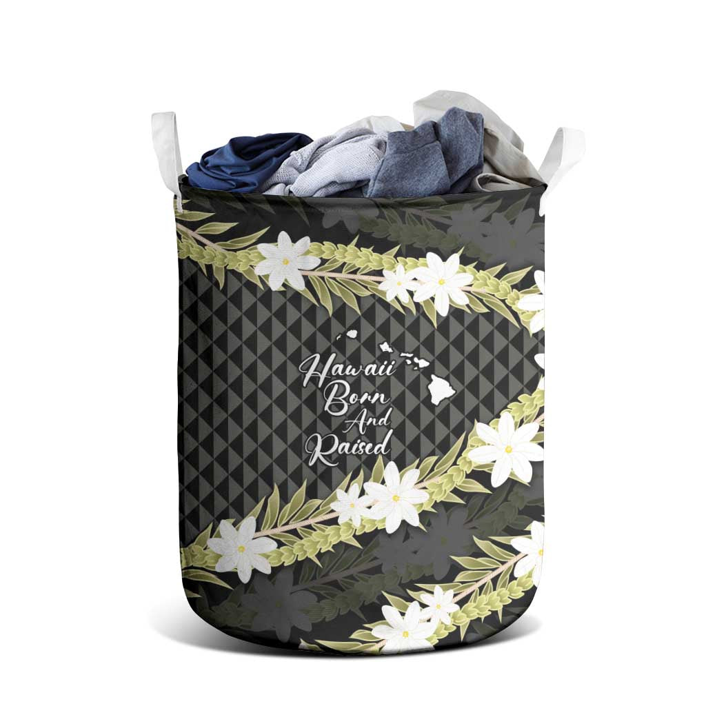 Born And Raised Aloha Hawaii Laundry Basket Kanaka Kakau Hawaiian Tiare Pakalana Lei - Polynesian Pride