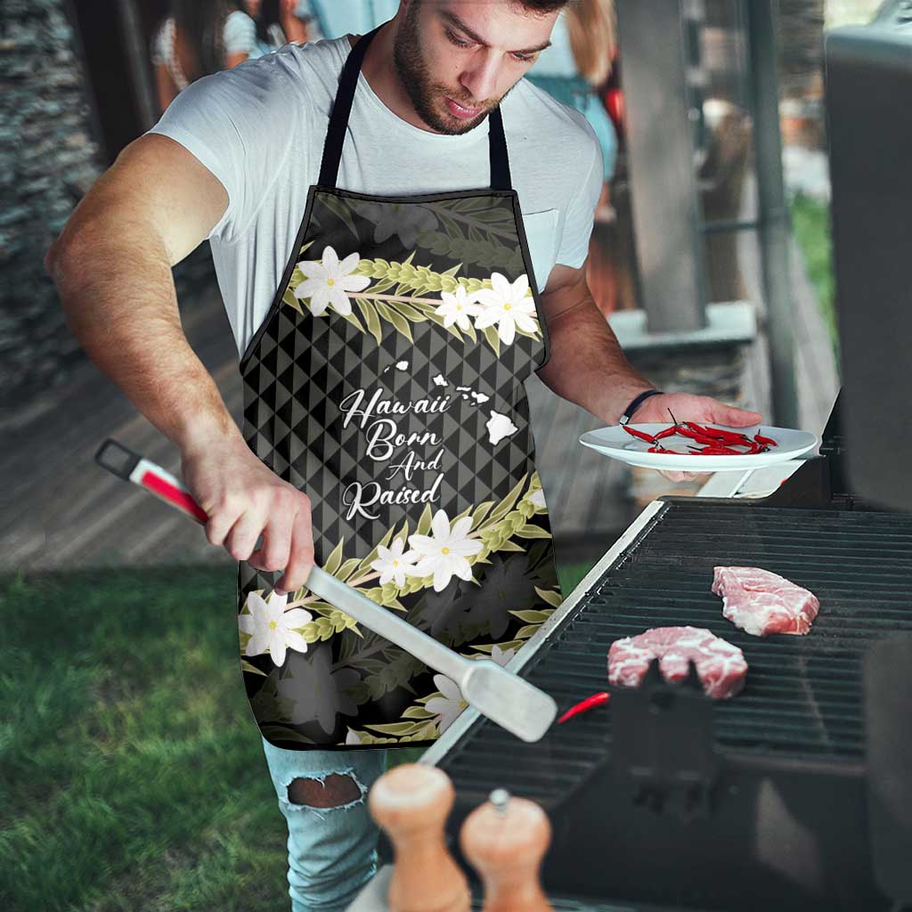 Born And Raised Aloha Hawaii Apron Kanaka Kakau Hawaiian Tiare Pakalana Lei - Polynesian Pride