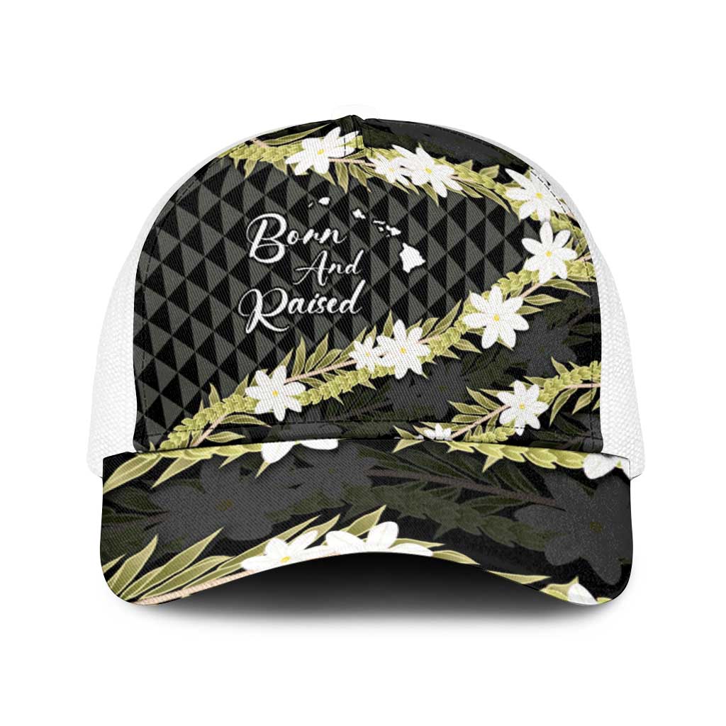 Born And Raised Aloha Hawaii Baseball Net Cap Kanaka Kakau Hawaiian Tiare Pakalana Lei - Polynesian Pride