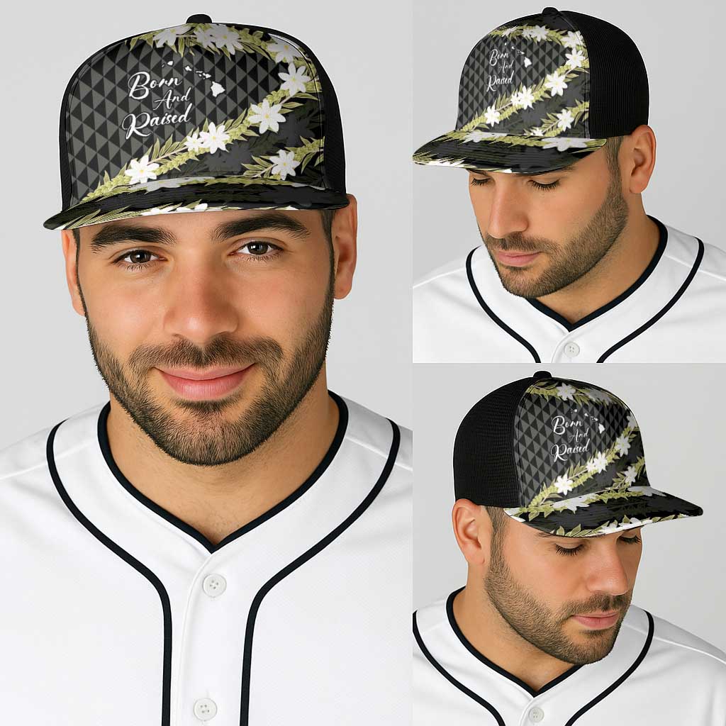 Born And Raised Aloha Hawaii Baseball Net Cap Kanaka Kakau Hawaiian Tiare Pakalana Lei - Polynesian Pride