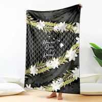 Born And Raised Aloha Hawaii Blanket Kanaka Kakau Hawaiian Tiare Pakalana Lei - Polynesian Pride