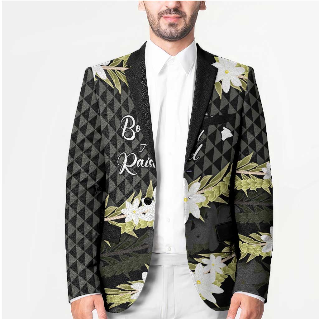 Born And Raised Aloha Hawaii Blazer Kanaka Kakau Hawaiian Tiare Pakalana Lei - Polynesian Pride