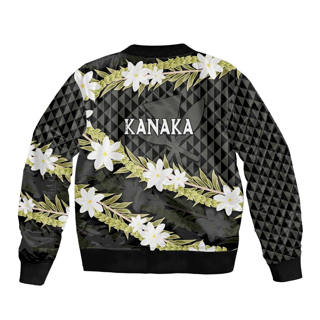 Born And Raised Aloha Hawaii Bomber Jacket Kanaka Kakau Hawaiian Tiare Pakalana Lei - Polynesian Pride