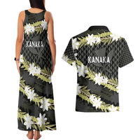 Born And Raised Aloha Hawaii Couples Matching Tank Maxi Dress and Hawaiian Shirt Kanaka Kakau Hawaiian Tiare Pakalana Lei - Polynesian Pride