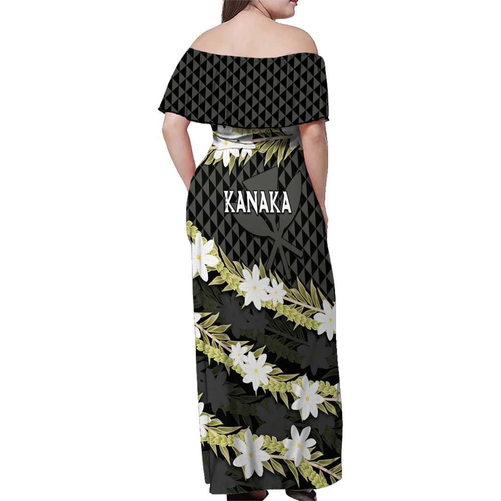 Born And Raised Aloha Hawaii Family Matching Off Shoulder Maxi Dress and Hawaiian Shirt Kanaka Kakau Hawaiian Tiare Pakalana Lei - Polynesian Pride