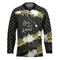 Born And Raised Aloha Hawaii Hockey Jersey Kanaka Kakau Hawaiian Tiare Pakalana Lei - Polynesian Pride