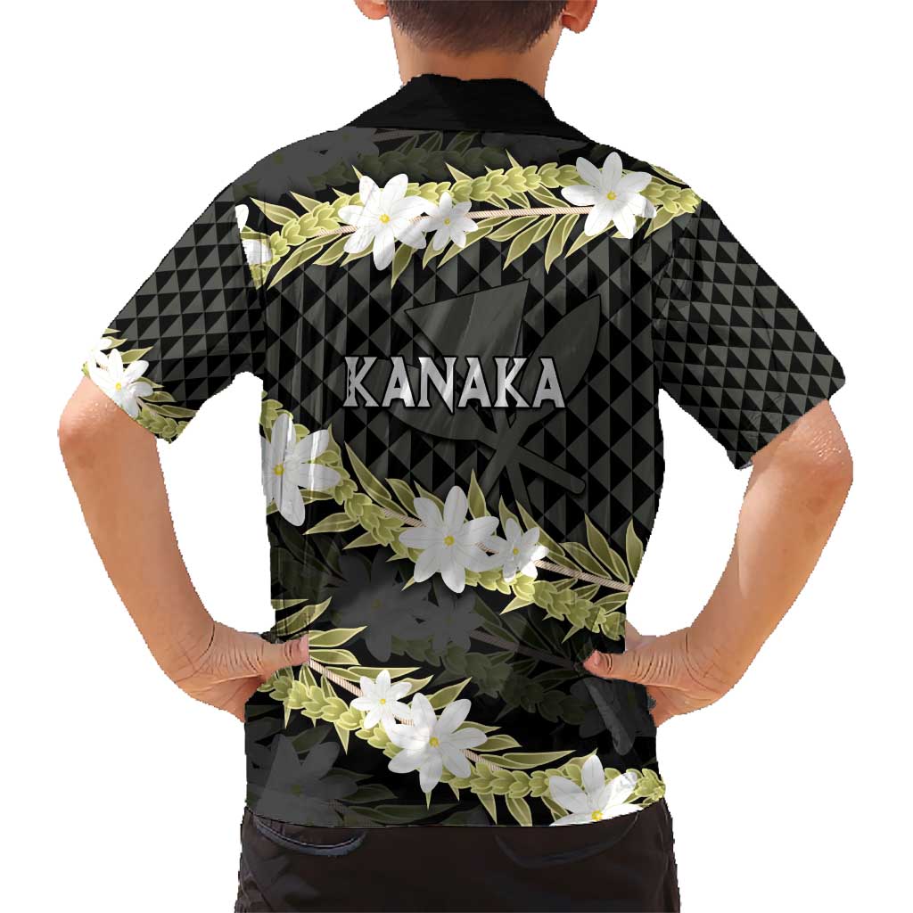 Born And Raised Aloha Hawaii Kid Hawaiian Shirt Kanaka Kakau Hawaiian Tiare Pakalana Lei - Polynesian Pride
