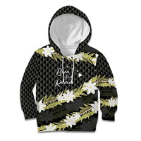 Born And Raised Aloha Hawaii Kid Hoodie Kanaka Kakau Hawaiian Tiare Pakalana Lei - Polynesian Pride