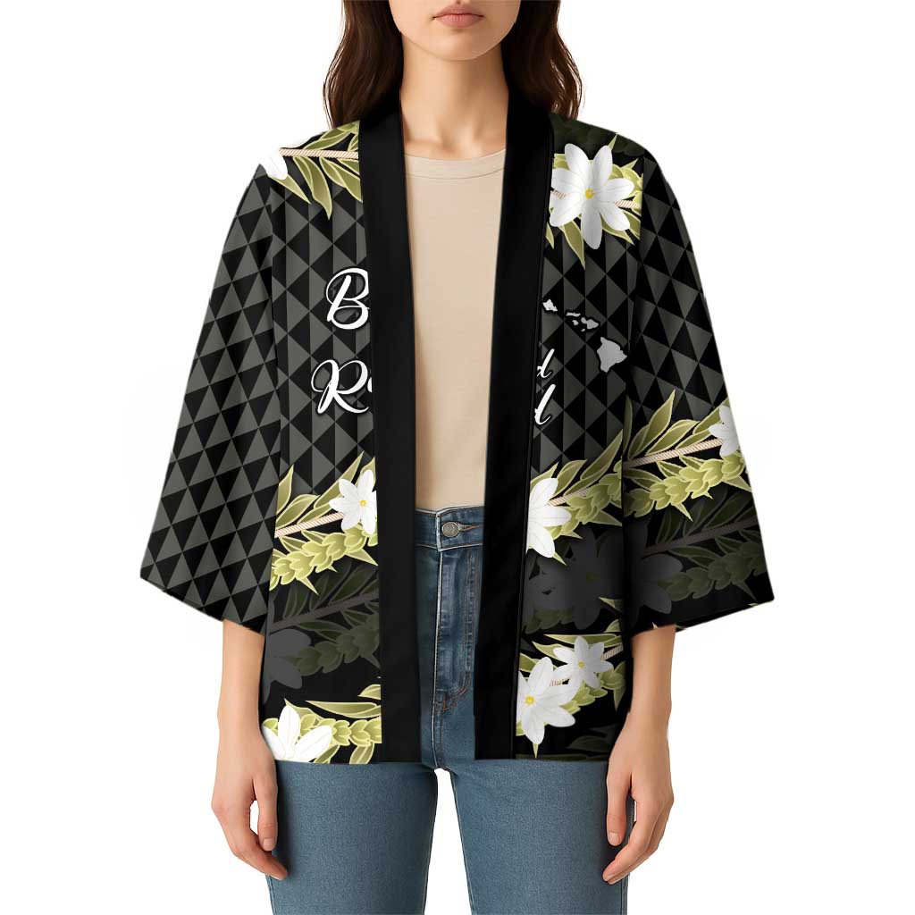Born And Raised Aloha Hawaii Kimono Kanaka Kakau Hawaiian Tiare Pakalana Lei - Polynesian Pride