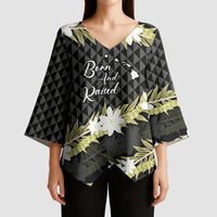 Born And Raised Aloha Hawaii Kimono Sleeve Blouse Kanaka Kakau Hawaiian Tiare Pakalana Lei - Polynesian Pride