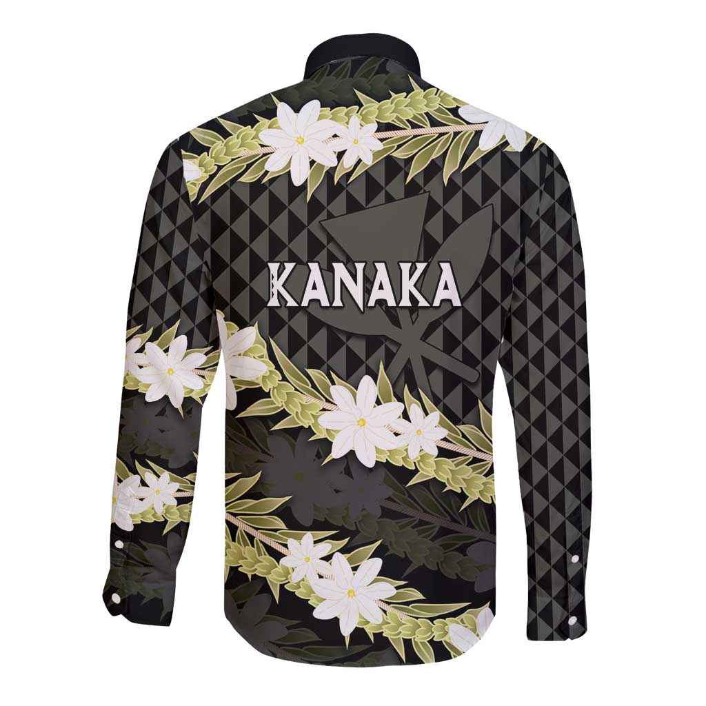 Born And Raised Aloha Hawaii Long Sleeve Button Shirt Kanaka Kakau Hawaiian Tiare Pakalana Lei - Polynesian Pride
