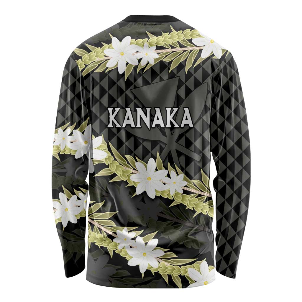Born And Raised Aloha Hawaii Long Sleeve Shirt Kanaka Kakau Hawaiian Tiare Pakalana Lei - Polynesian Pride