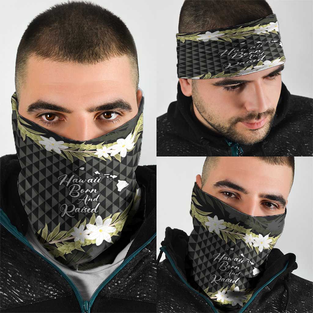 Born And Raised Aloha Hawaii Neck Gaiter Kanaka Kakau Hawaiian Tiare Pakalana Lei - Polynesian Pride
