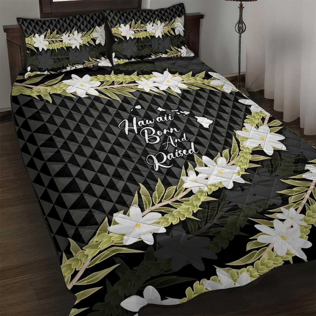 Born And Raised Aloha Hawaii Quilt Bed Set Kanaka Kakau Hawaiian Tiare Pakalana Lei - Polynesian Pride