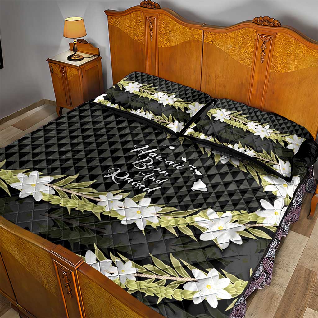 Born And Raised Aloha Hawaii Quilt Bed Set Kanaka Kakau Hawaiian Tiare Pakalana Lei - Polynesian Pride