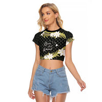 Born And Raised Aloha Hawaii Raglan Cropped T Shirt Kanaka Kakau Hawaiian Tiare Pakalana Lei - Polynesian Pride