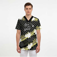 Born And Raised Aloha Hawaii Scrub Top Kanaka Kakau Hawaiian Tiare Pakalana Lei - Polynesian Pride
