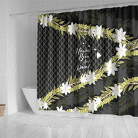 Born And Raised Aloha Hawaii Shower Curtain Kanaka Kakau Hawaiian Tiare Pakalana Lei - Polynesian Pride
