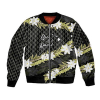 Born And Raised Aloha Hawaii Sleeve Zip Bomber Jacket Kanaka Kakau Hawaiian Tiare Pakalana Lei - Polynesian Pride