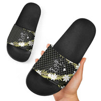 Born And Raised Aloha Hawaii Slide Sandals Kanaka Kakau Hawaiian Tiare Pakalana Lei - Polynesian Pride