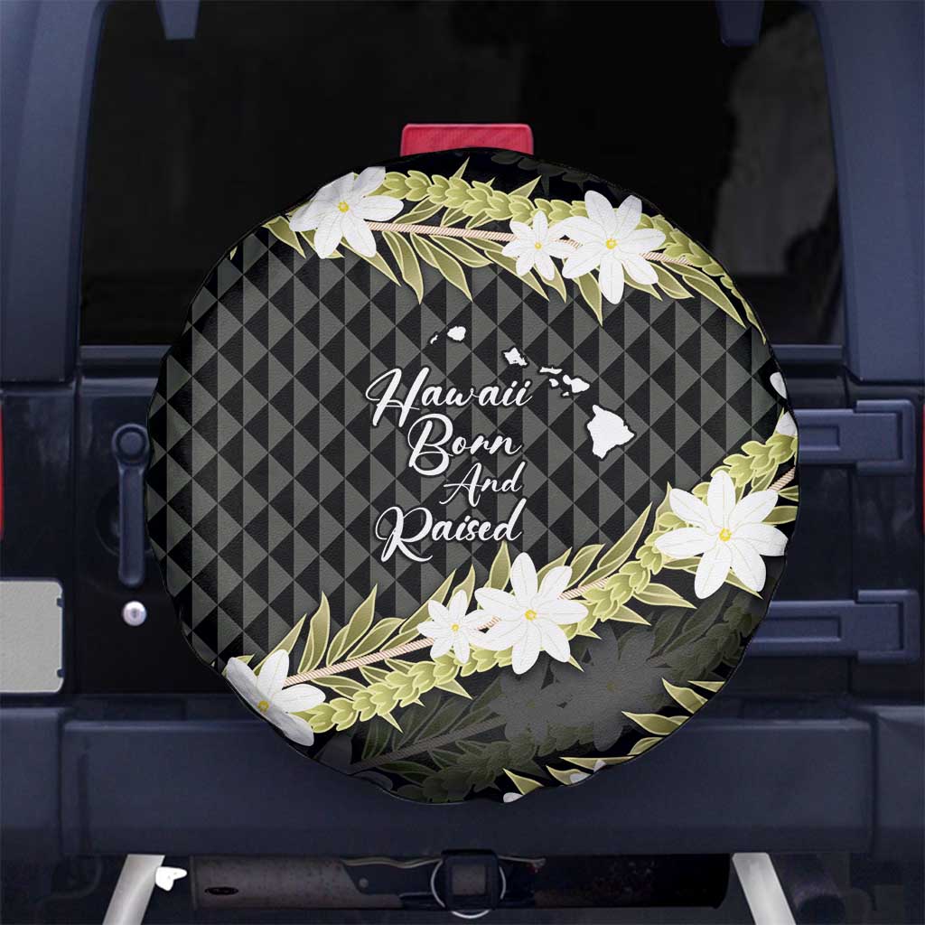 Born And Raised Aloha Hawaii Spare Tire Cover Kanaka Kakau Hawaiian Tiare Pakalana Lei - Polynesian Pride