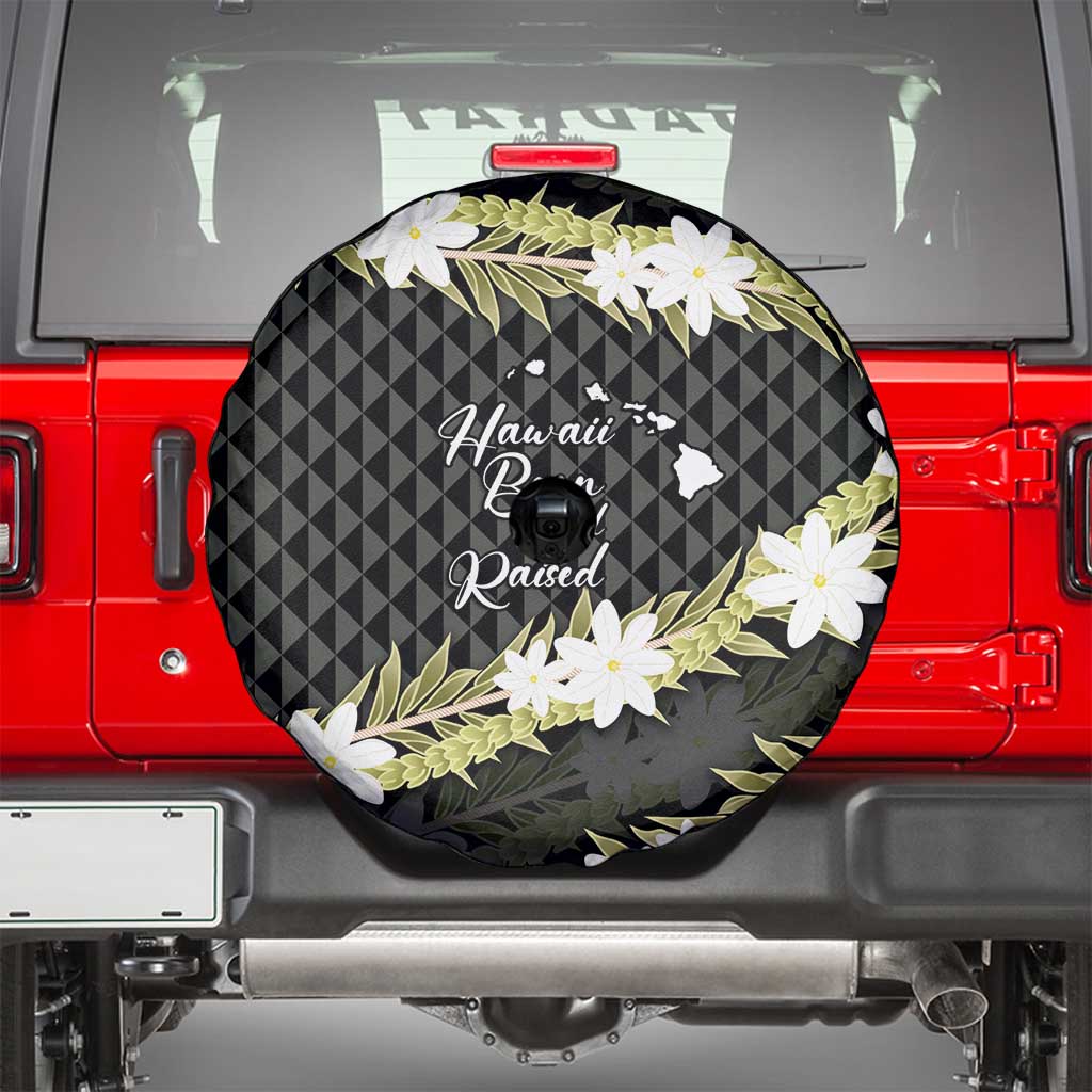 Born And Raised Aloha Hawaii Spare Tire Cover Kanaka Kakau Hawaiian Tiare Pakalana Lei - Polynesian Pride