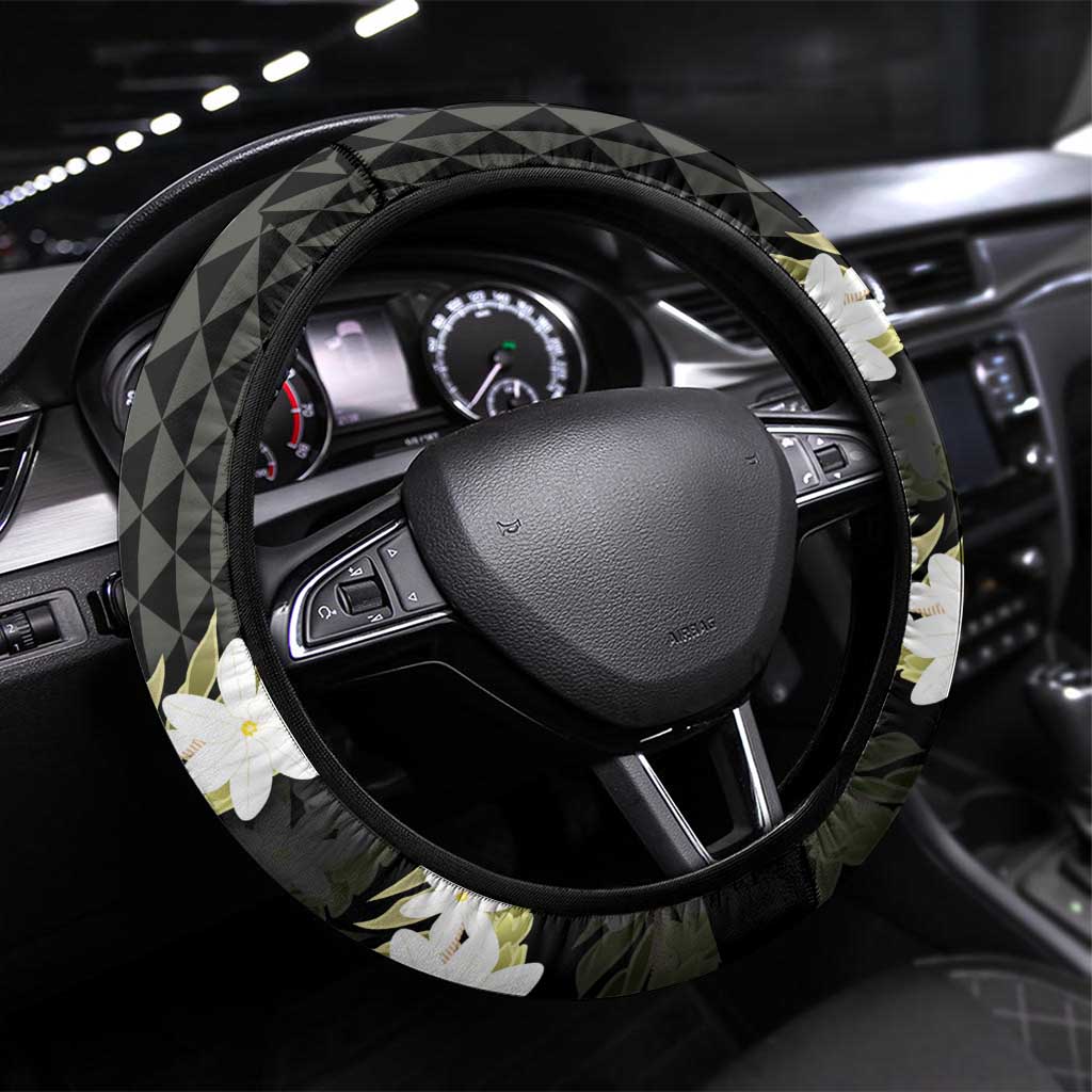 Born And Raised Aloha Hawaii Steering Wheel Cover Kanaka Kakau Hawaiian Tiare Pakalana Lei - Polynesian Pride