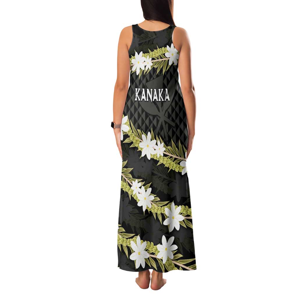 Born And Raised Aloha Hawaii Tank Maxi Dress Kanaka Kakau Hawaiian Tiare Pakalana Lei - Polynesian Pride