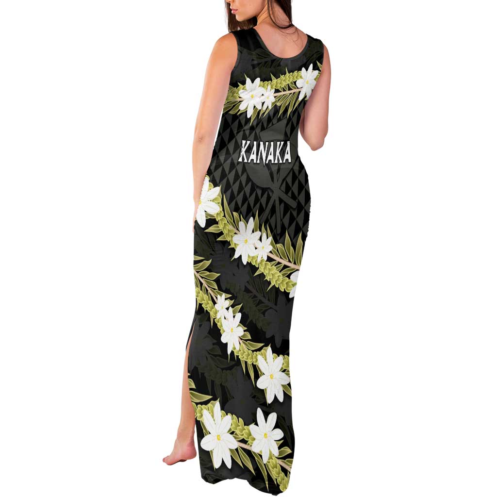 Born And Raised Aloha Hawaii Tank Maxi Dress Kanaka Kakau Hawaiian Tiare Pakalana Lei - Polynesian Pride